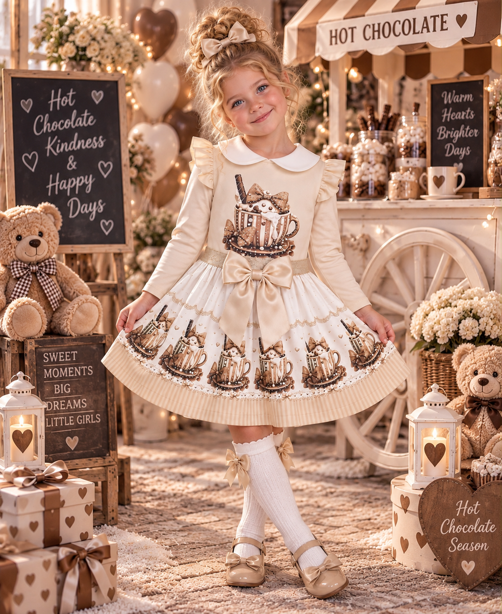 Beige sweet coffee skirt set