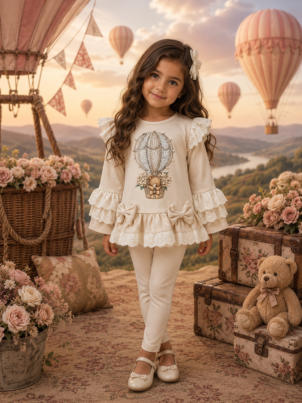 Carousel frill beige legging set