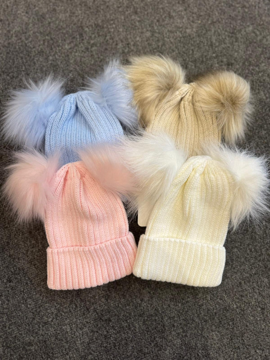 Baby Blue double pom pom hat