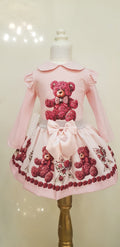 Be mine Pink rose bear skirt set