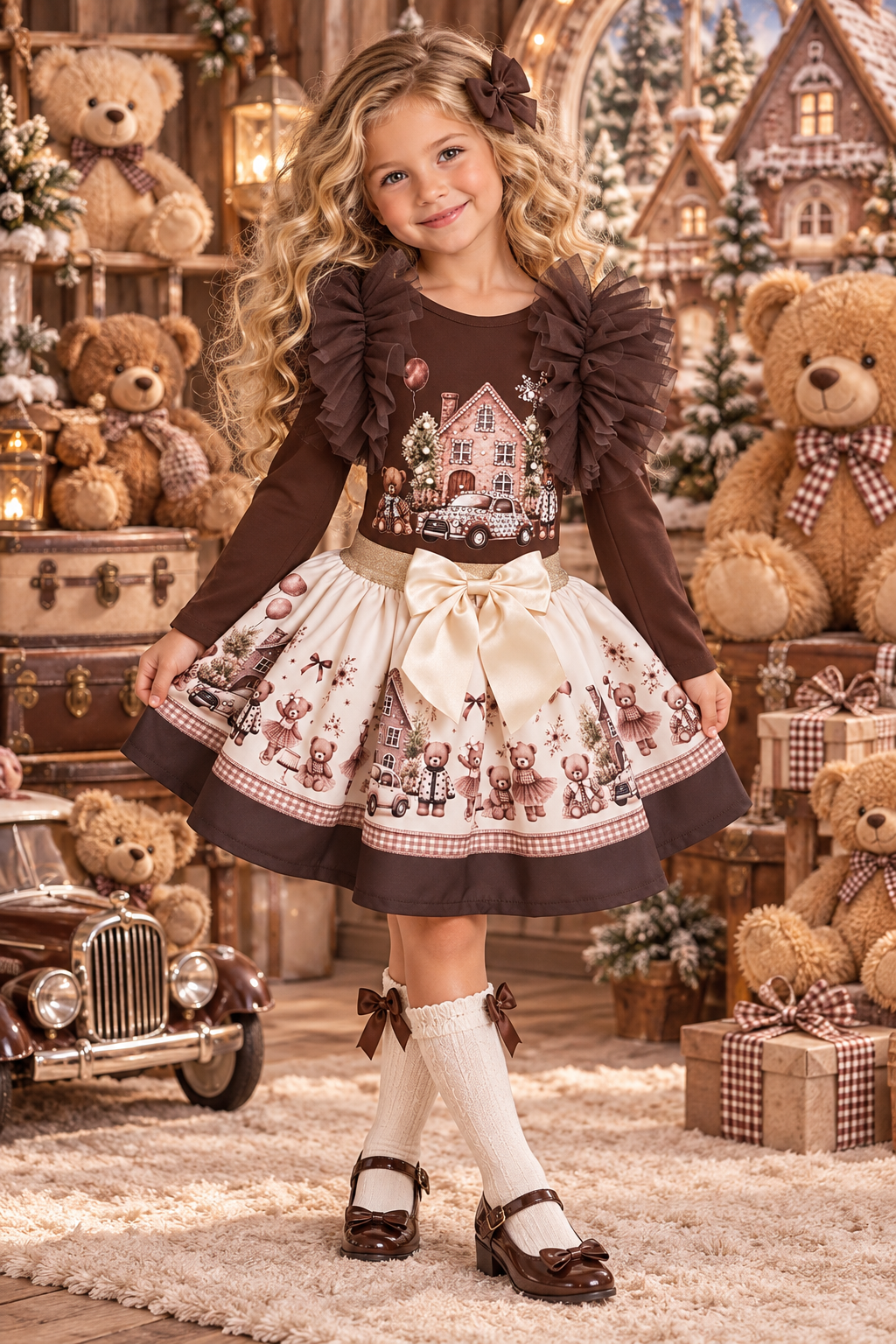 Chocolate bear skirt set