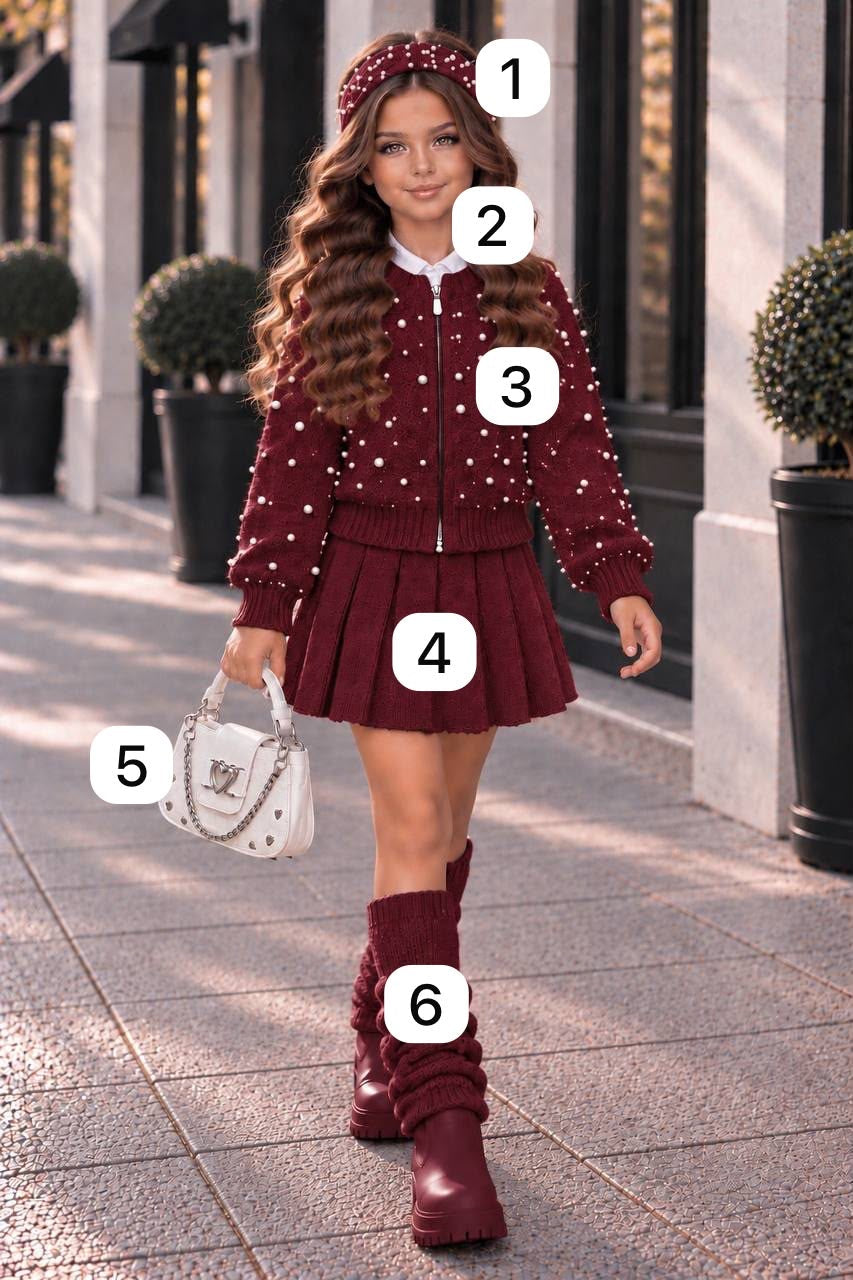 Burgundy 6 piece knit set