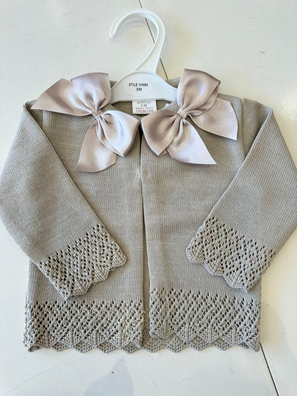 Beige bow cardigan